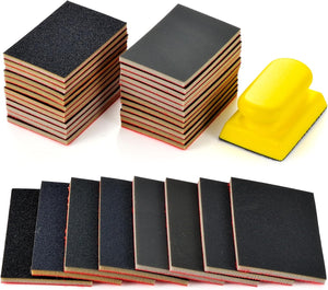 24PCS Sanding Sponge Set,180-3000 Grit Soft Foam Hand Sander Block,3x4 Inch Wet Dry Sandpaper