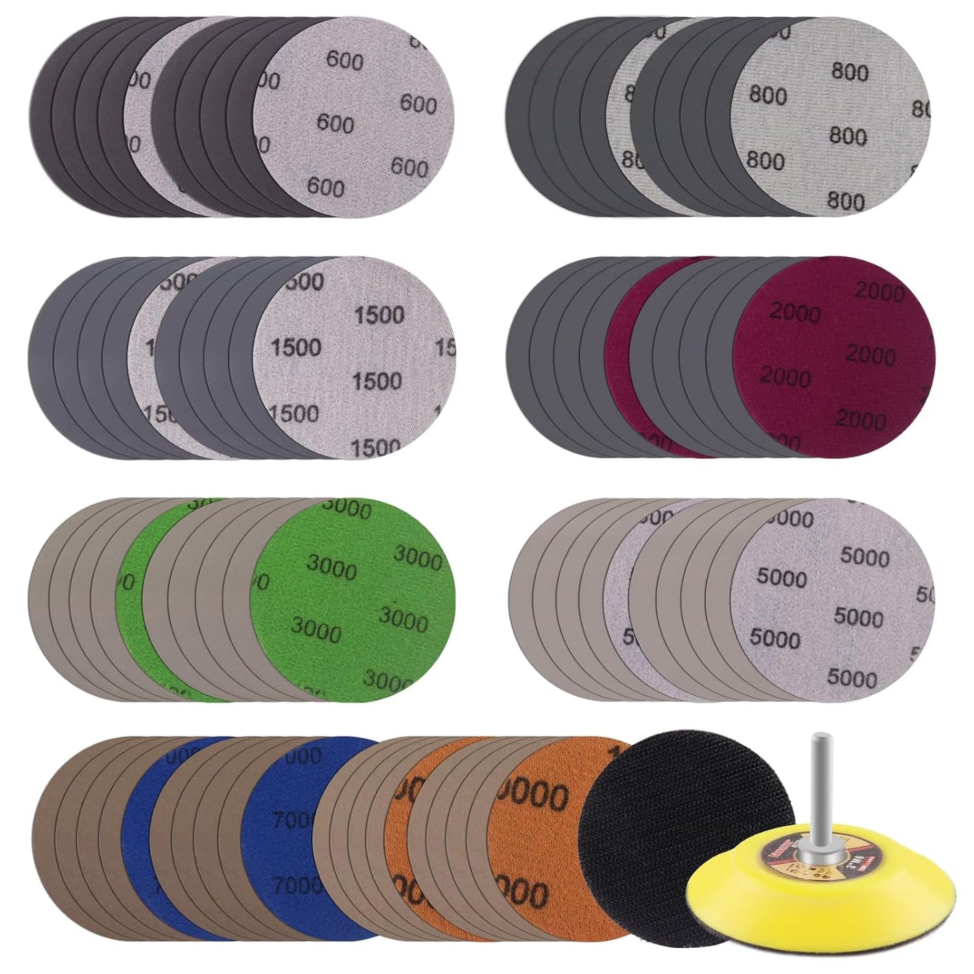 3 Inch Sandpaper (75mm) Silicon Carbide Wet/Dry Hook & Loop Sanding Discs Assorted