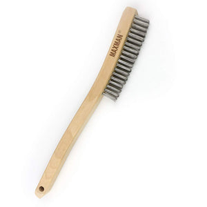 Heavy Duty Stainless Steel Wire Brush with 14" Long Beech Handle