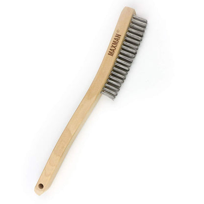 Heavy Duty Stainless Steel Wire Brush with 14" Long Beech Handle