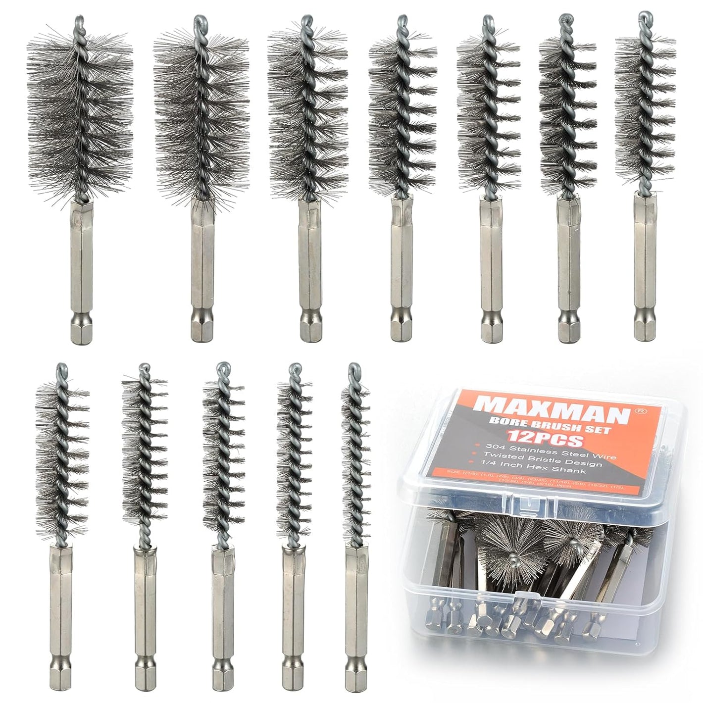 MAXMAN Wire Brush for Drill, 12pcs Drill Brush Set