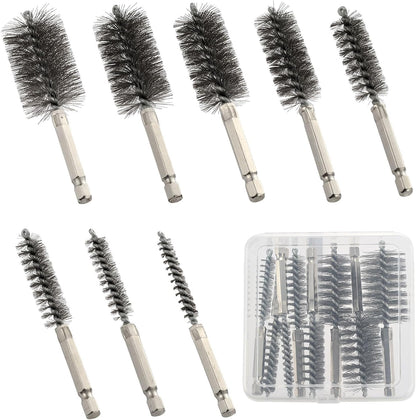 Stainless Steel Bore Brush, 8pcs Wire Brush for Drill