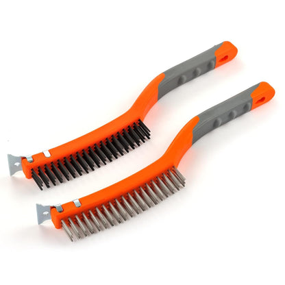 14 Inch Stainless and Carbon Steel Wire Scratch Brush 2 Pcs