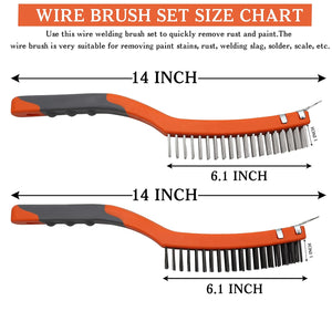 14 Inch Stainless and Carbon Steel Wire Scratch Brush 2 Pcs