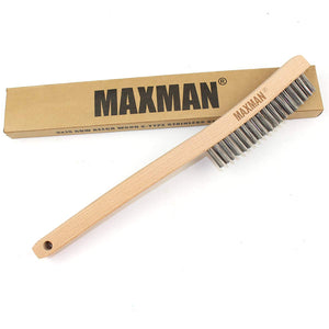 Heavy Duty Stainless Steel Wire Brush with 14" Long Beech Handle