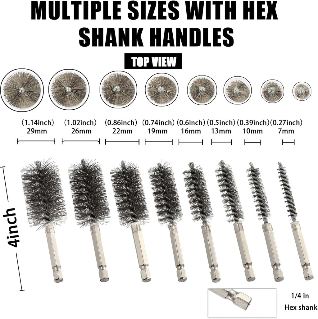 Stainless Steel Bore Brush, 8pcs Wire Brush for Drill