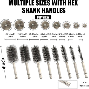 Stainless Steel Bore Brush, 8pcs Wire Brush for Drill