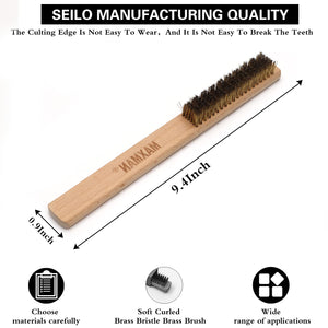 Brass Brush Set 4Pcs with 10 Inch Natural Beechwood Handle