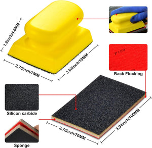 24PCS Sanding Sponge Set,180-3000 Grit Soft Foam Hand Sander Block,3x4 Inch Wet Dry Sandpaper