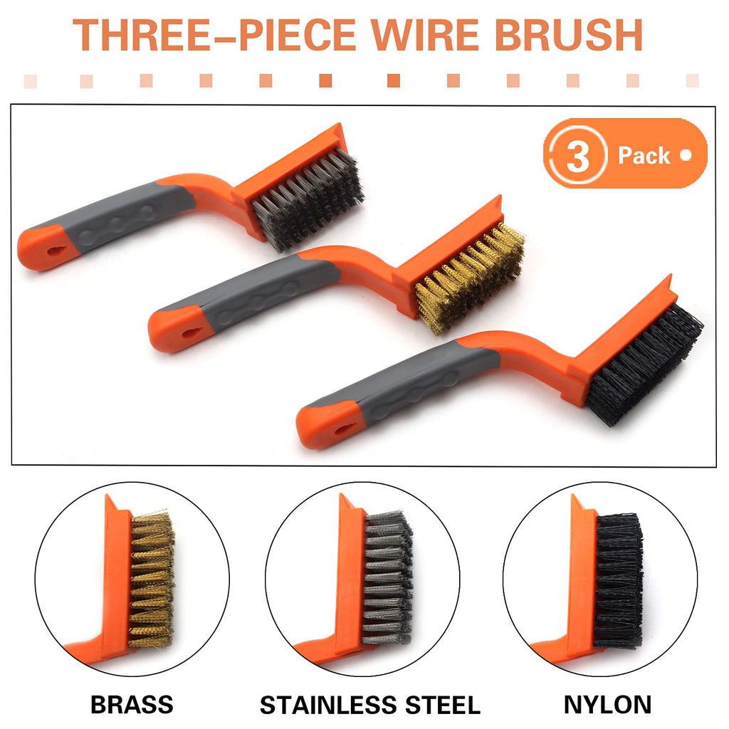 Brass/Stainless Steel/Nylon Wire Brushes 3Pcs