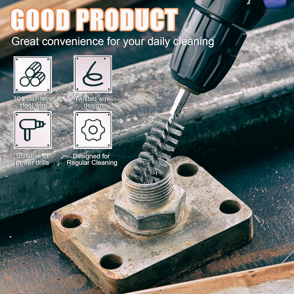 Stainless Steel Bore Brush, 8pcs Wire Brush for Drill