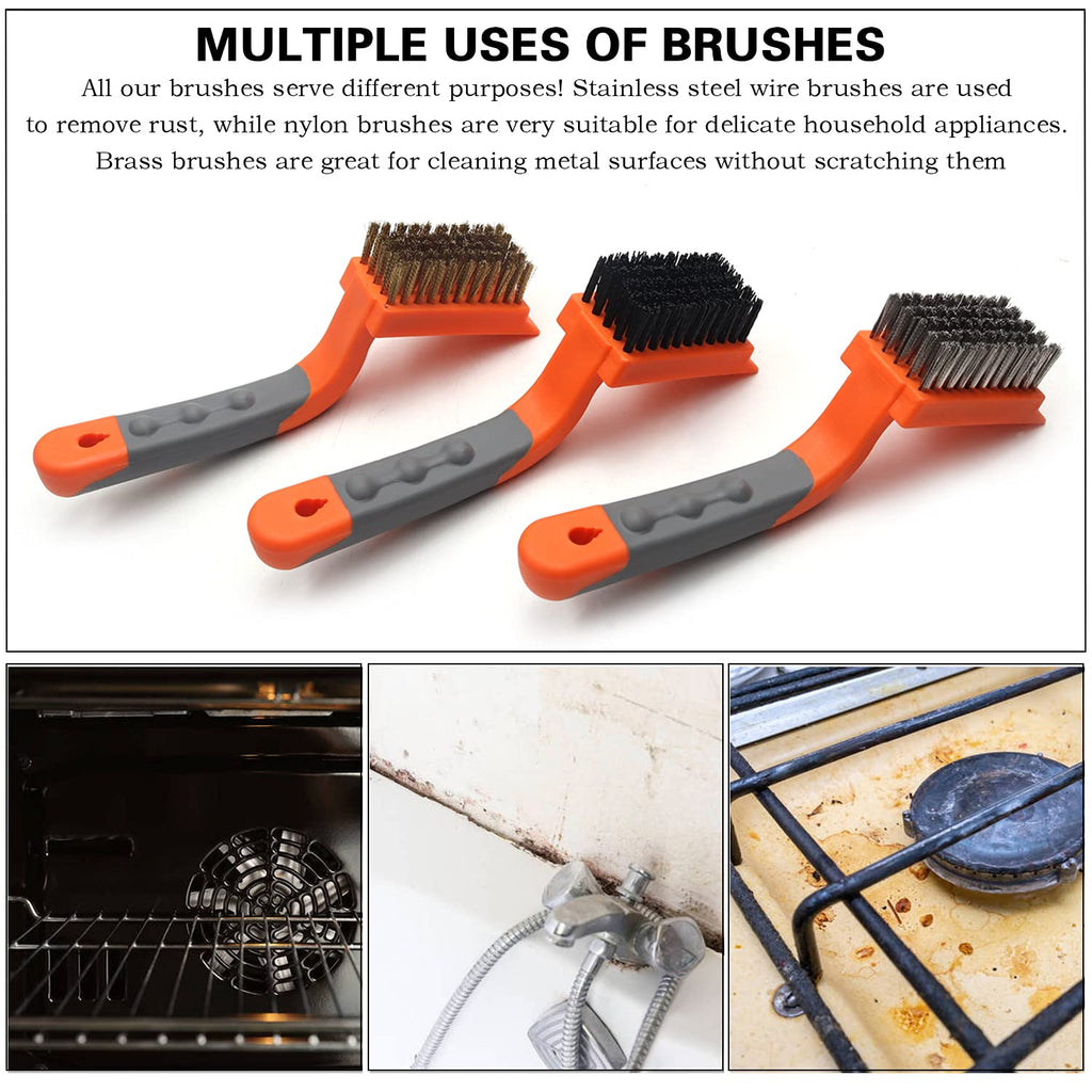 Brass/Stainless Steel/Nylon Wire Brushes 3Pcs