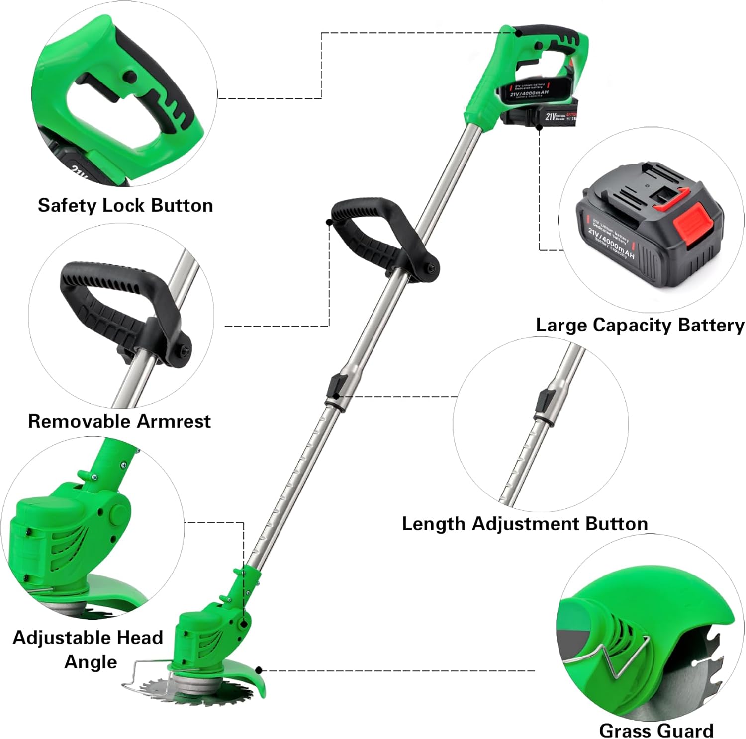 Weed Wacker Cordless Electric Brush Cutter 52 Inch