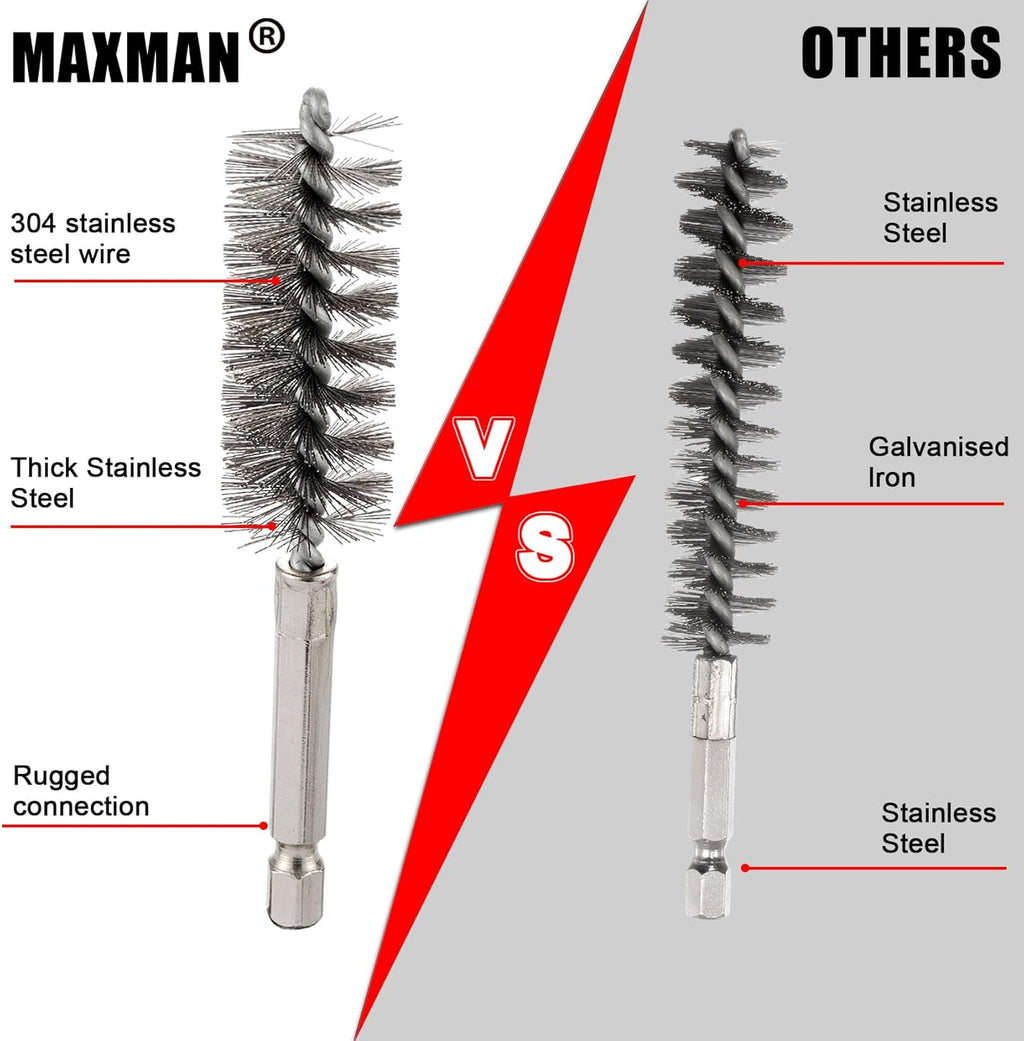 Stainless Steel Bore Brush, 8pcs Wire Brush for Drill