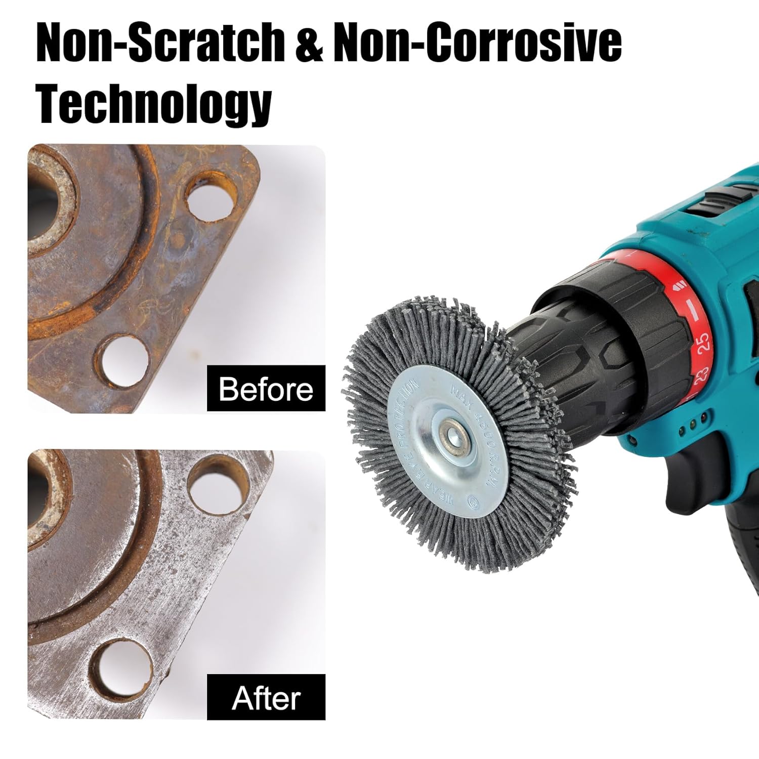 Nylon Drill Brush Set for Rust Removal - 9 Pack Abrasive Wheel & Cup Brush Attachments