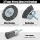 Nylon Drill Brush Set for Rust Removal - 9 Pack Abrasive Wheel & Cup Brush Attachments