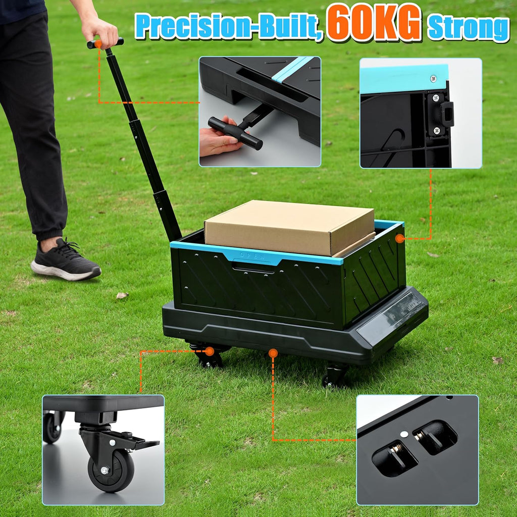 MAXMAN Folding Hand Truck, 132Lbs Heavy Duty Foldable Dolly Cart