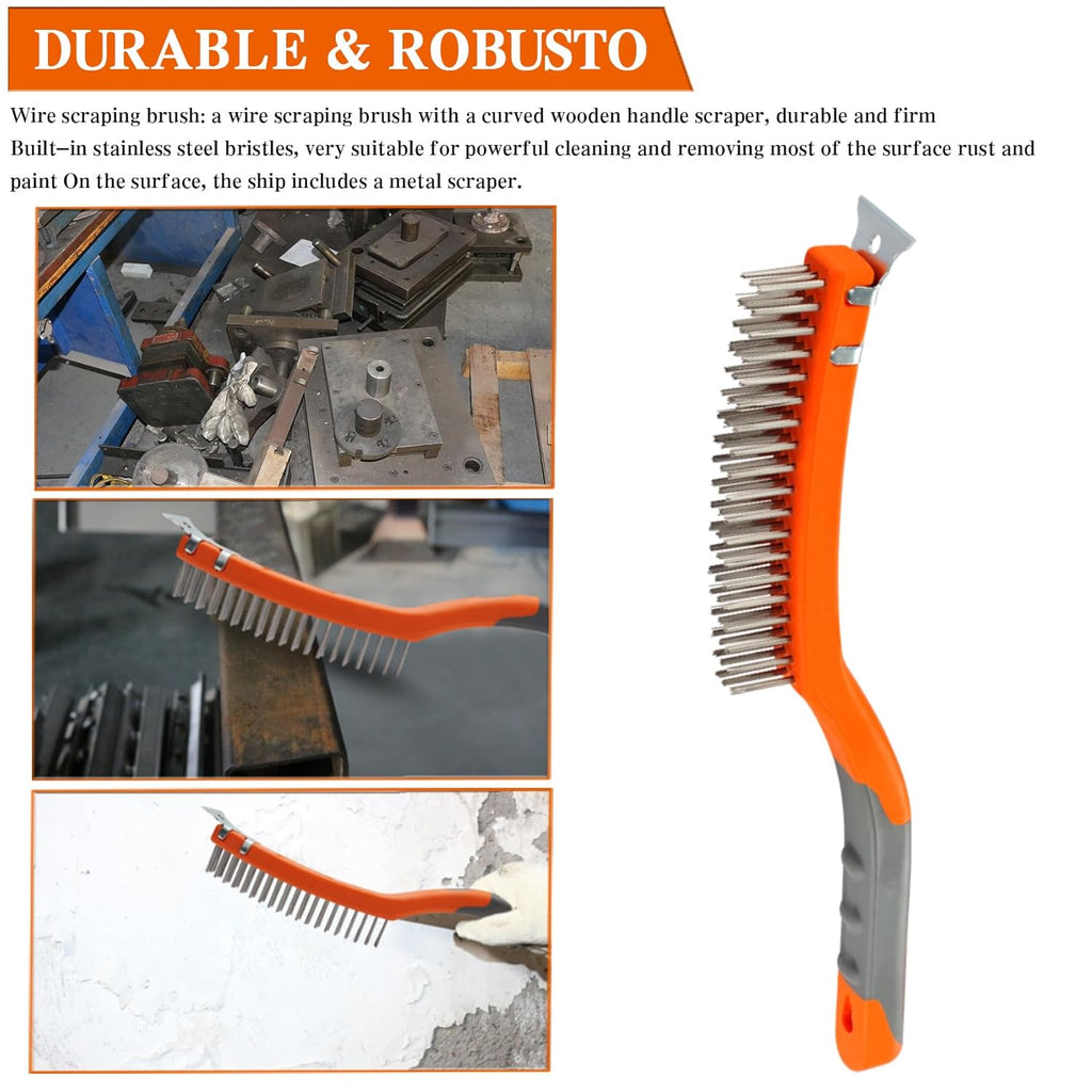 14 Inch Stainless and Carbon Steel Wire Scratch Brush 2 Pcs