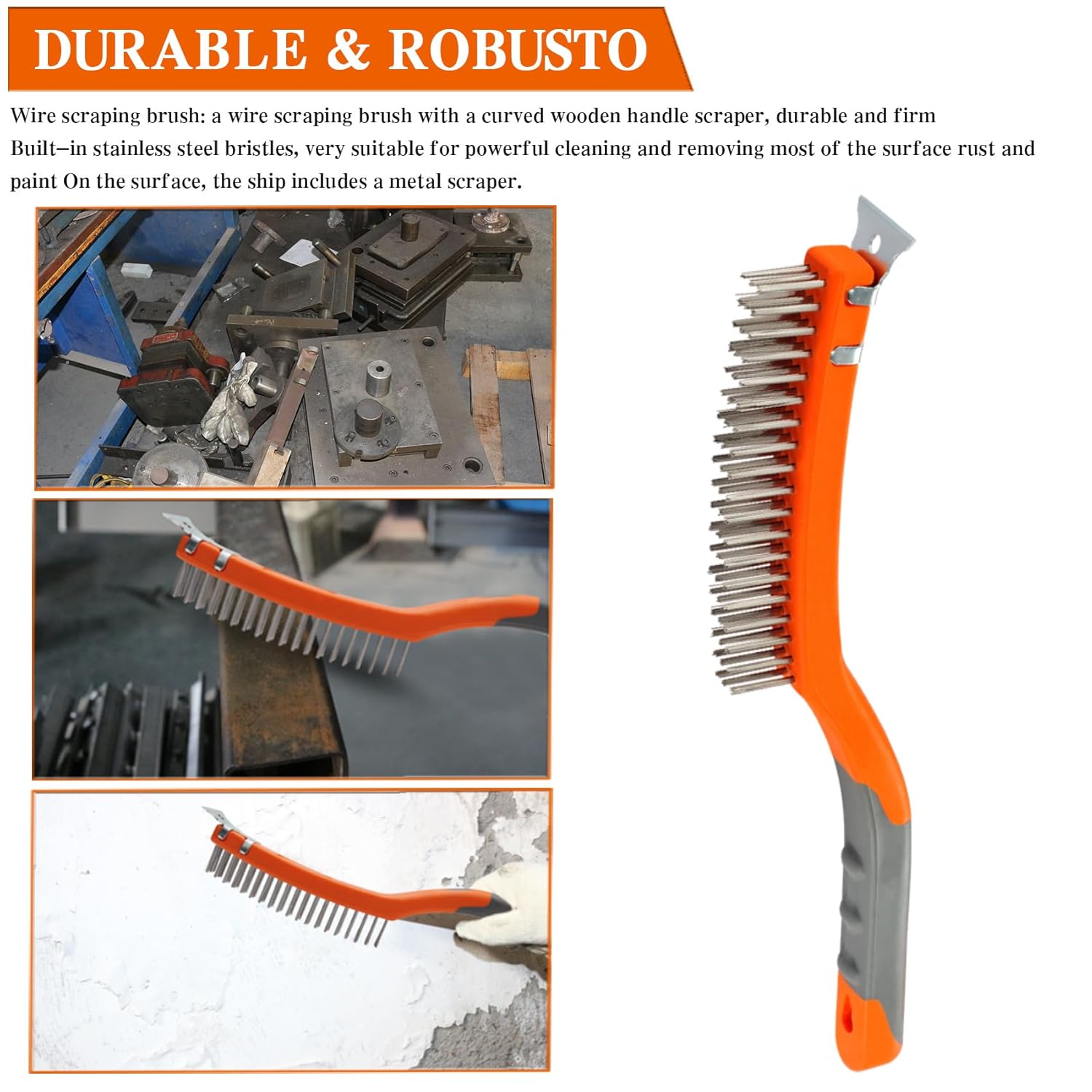 14 Inch Stainless and Carbon Steel Wire Scratch Brush 2 Pcs