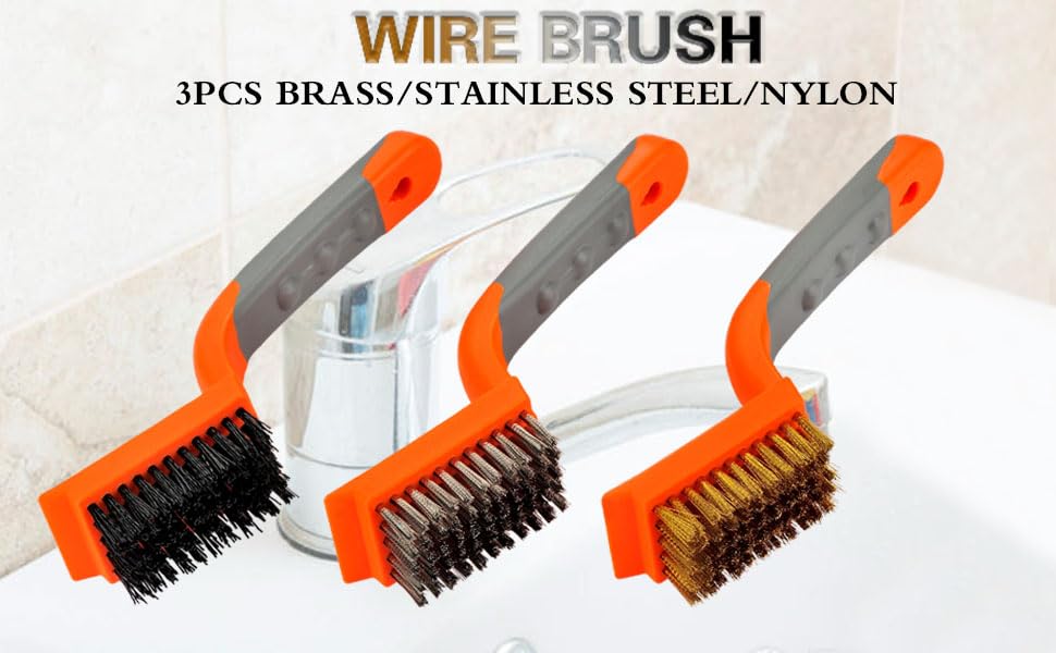 Brass/Stainless Steel/Nylon Wire Brushes 3Pcs